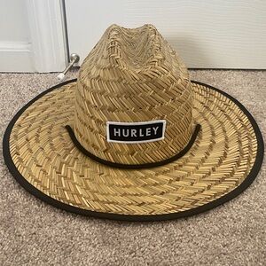 NWOT Hurley Woven Straw Hat with Black Trim